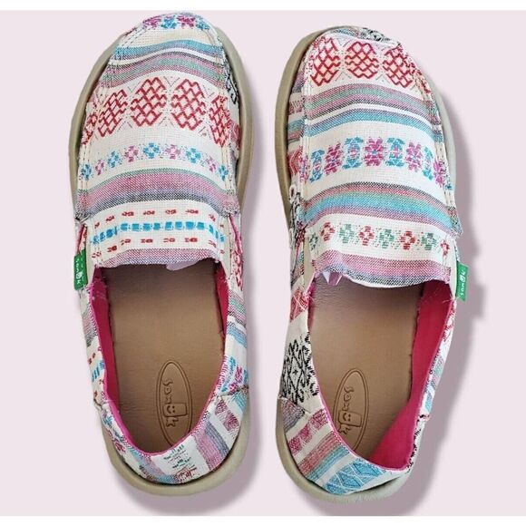 Sanuk Vagabond Slip On Canvas Sidewalk Surfers Shoes Size 5 US Pink - Picture 6 of 8